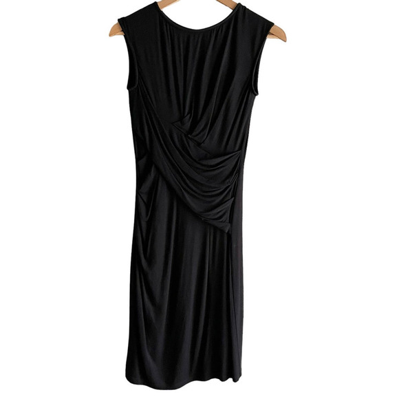 Kut from the Kloth Mollee‎ Draped Knit Jersey Sheath Dress in Black, Size 0 - Picture 1 of 10